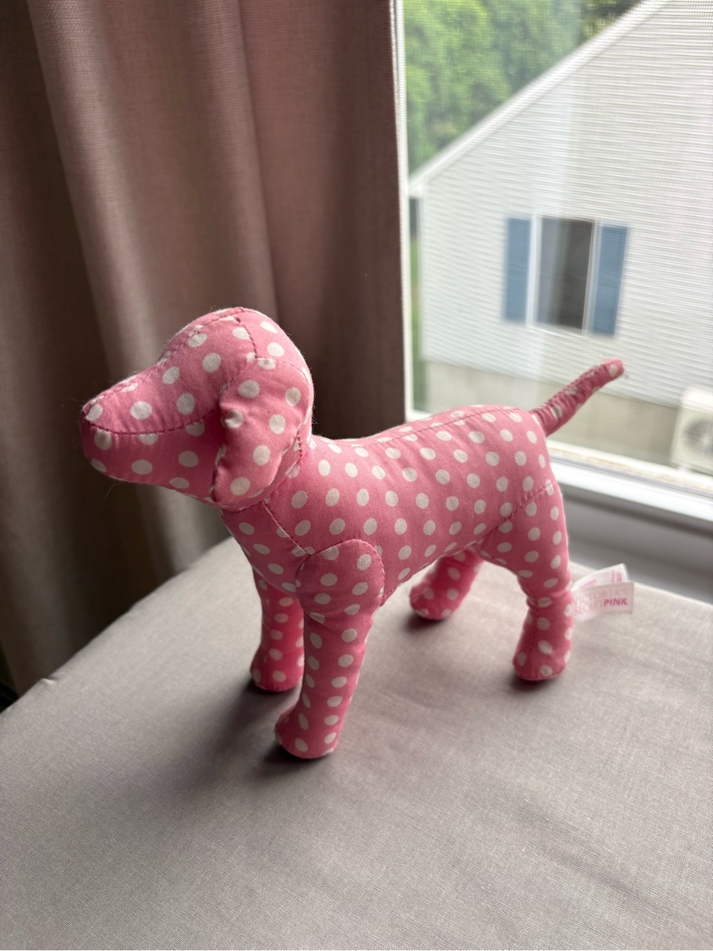 PINK Victoria's Secret Pink Polka Dot Plush Dog RARE